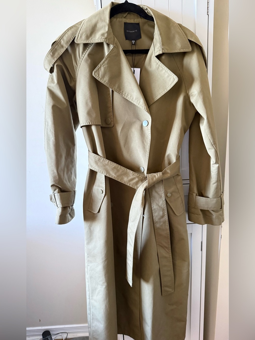 Dynamite Double-Breasted Trench Coat in Beige Size X Small - XXS NWT